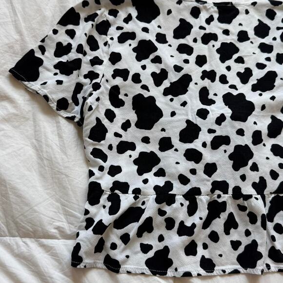 Black and White Cow Print Crop Top - Picture 8 of 9